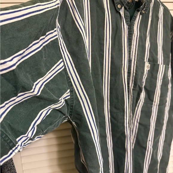 GITAON VINTAGE Green White and Blue Striped Men's Shirt Sz XL - Picture 6 of 16